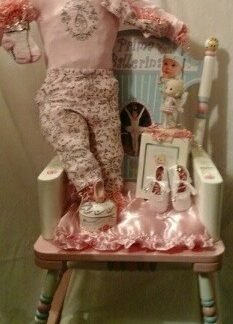 Ballerina Rocking Chair Gift Basket with a dpll